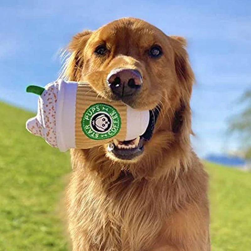 Coffee Cup Dog Plush Toy